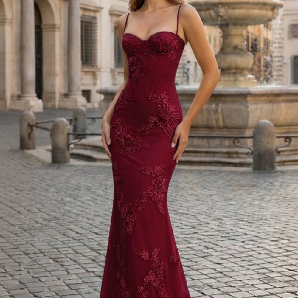 Burgundy Floral Maxi Dress